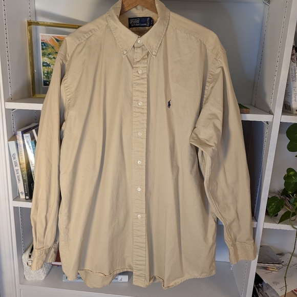 Polo Ralph Lauren Other - Vintage Polo Ralph Lauren Cream Men's Button-down Preppy Oxford AcademiA Large